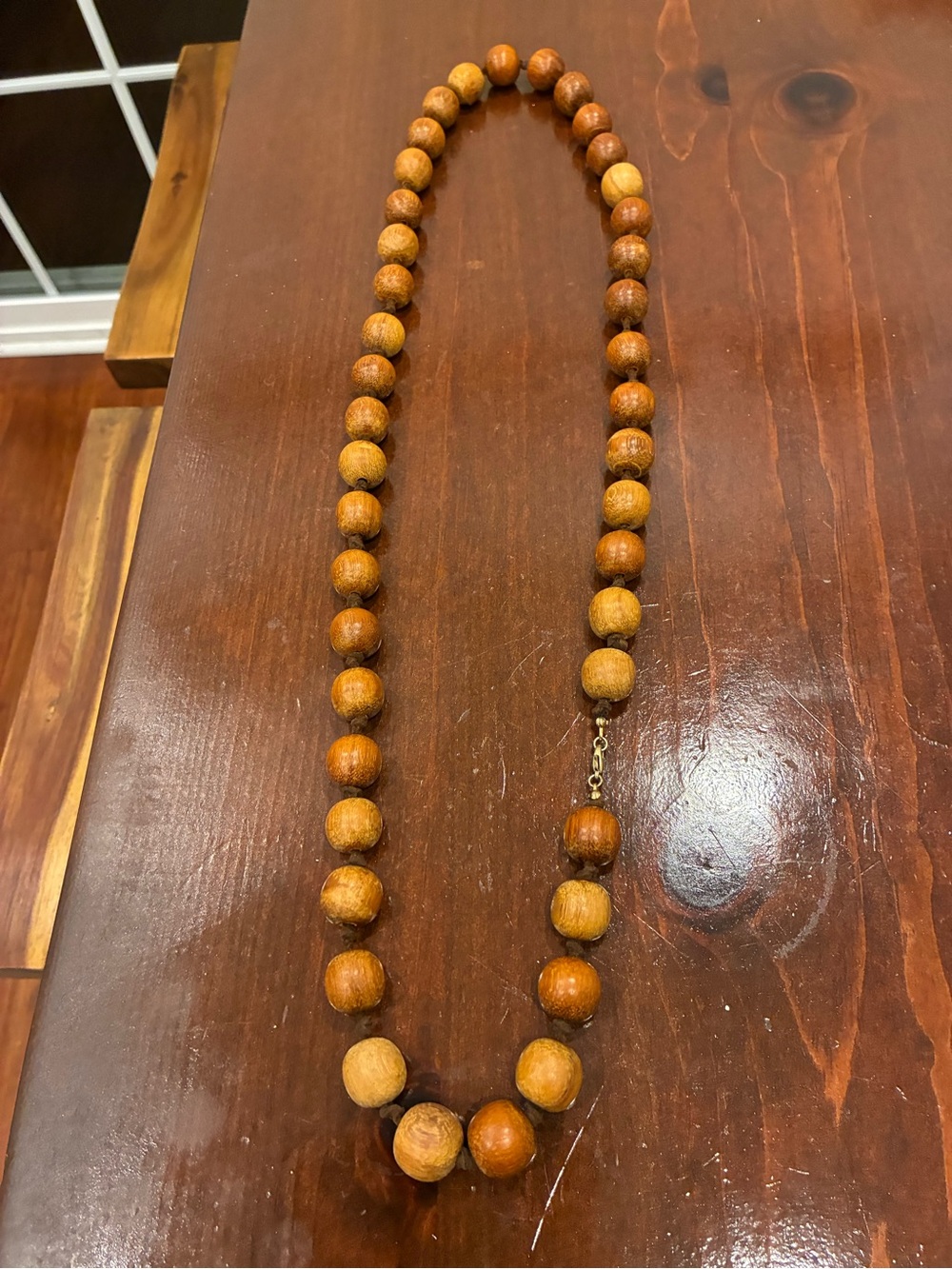 Natural Wooden Bead Necklace - Brown